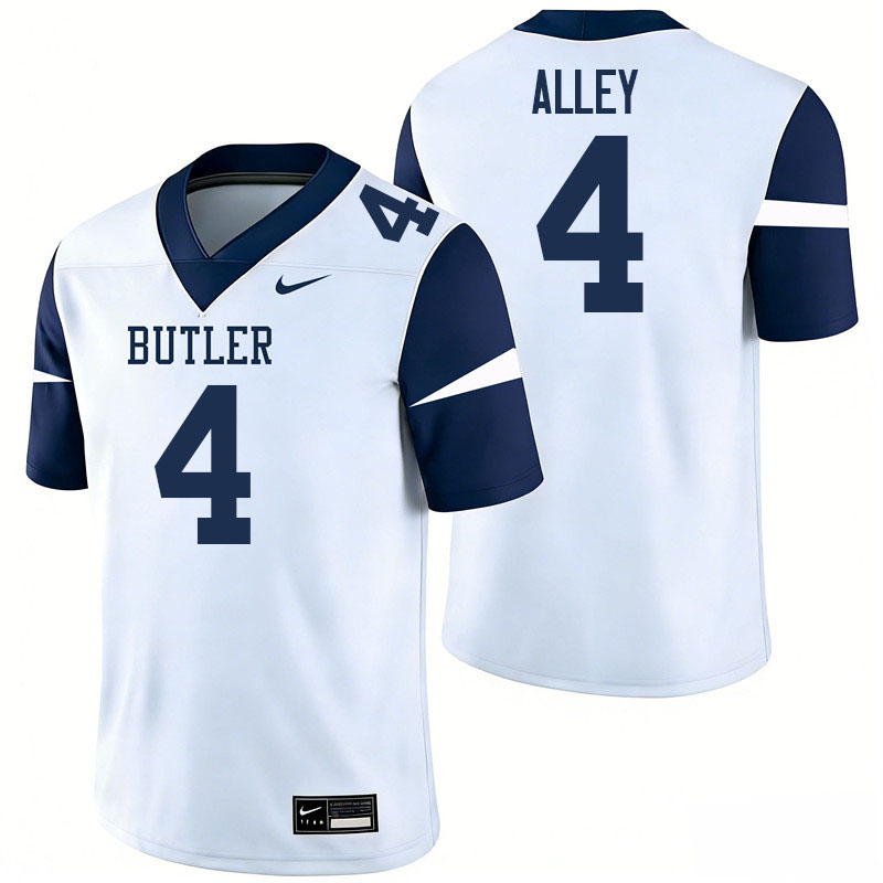 Butler Bulldogs #4 Jarrin Alley College Football Jerseys,Uniforms-White